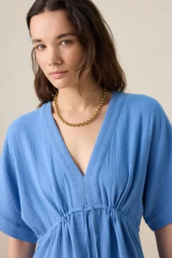 Blauwe kaftan maxi-jurk