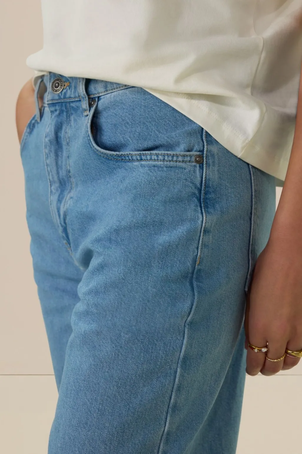 Blauwe mid waist wide leg jeans