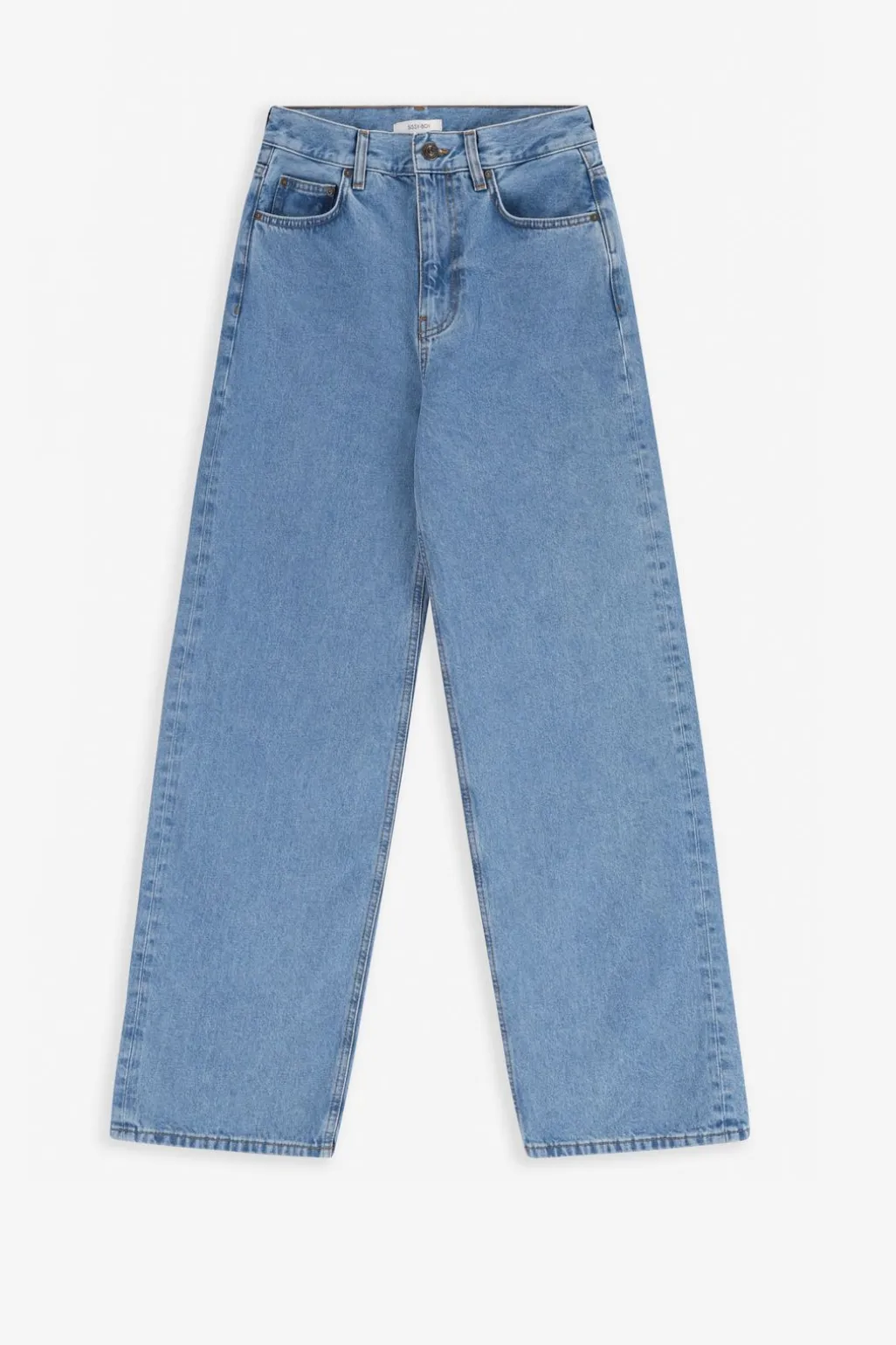 Blauwe mid waist wide leg jeans