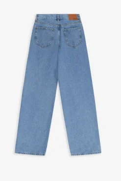 Blauwe mid waist wide leg jeans