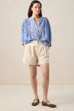 Blauwe oversized blouse met print