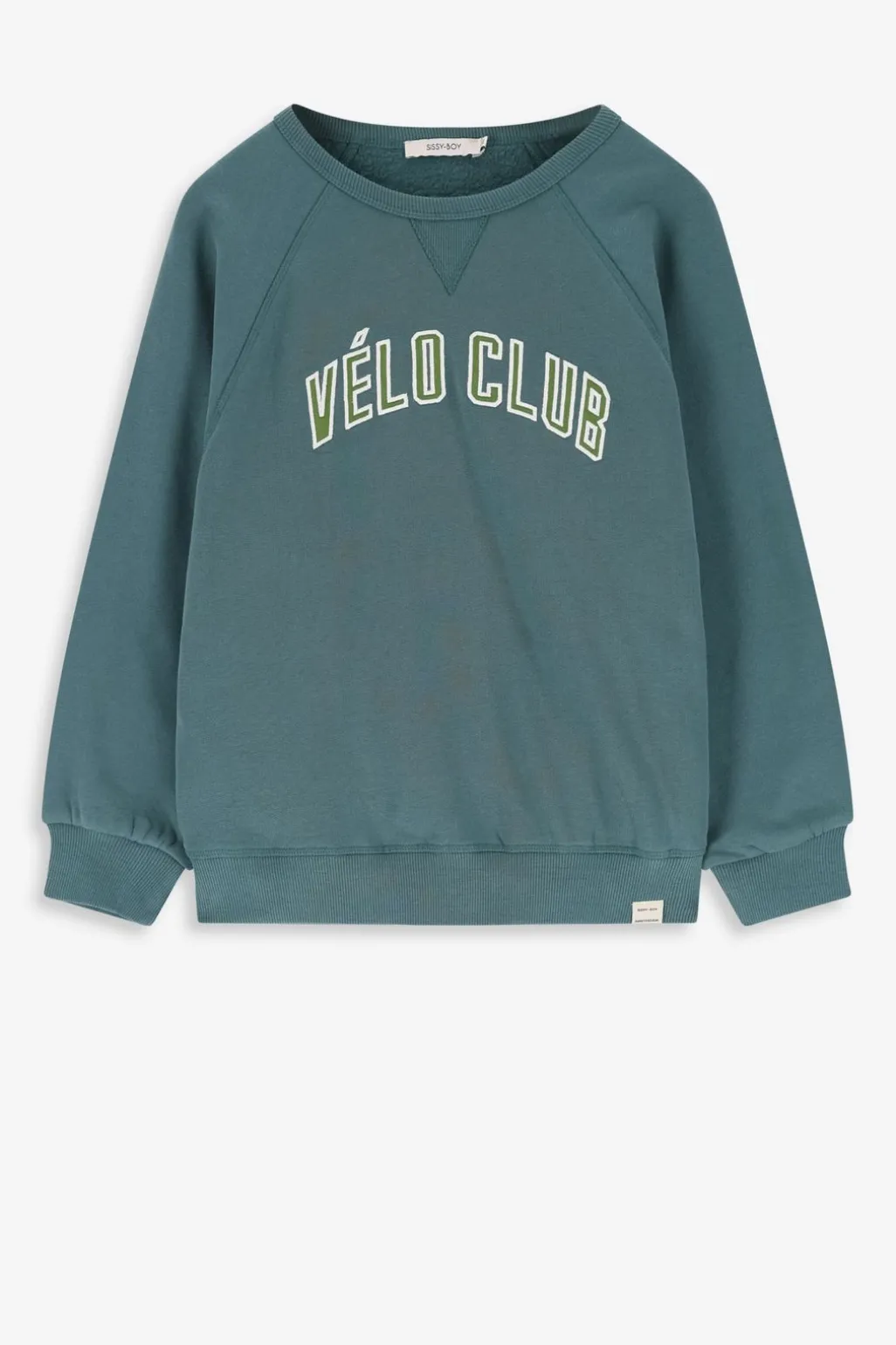 Blauwe raglan sweater met artwork