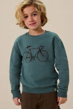 Blauwe sweater met fiets