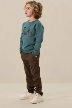 Blauwe sweater met fiets