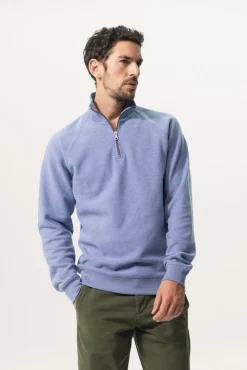 Blauwe sweater met rits