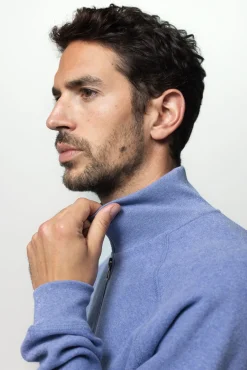 Blauwe sweater met rits