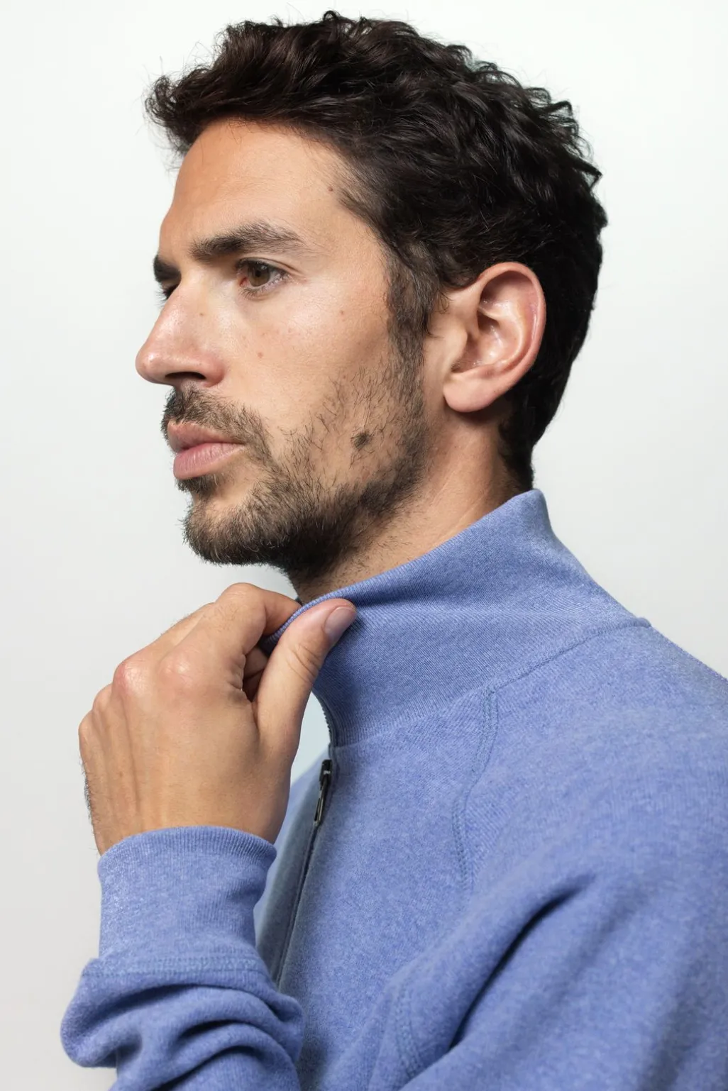 Blauwe sweater met rits