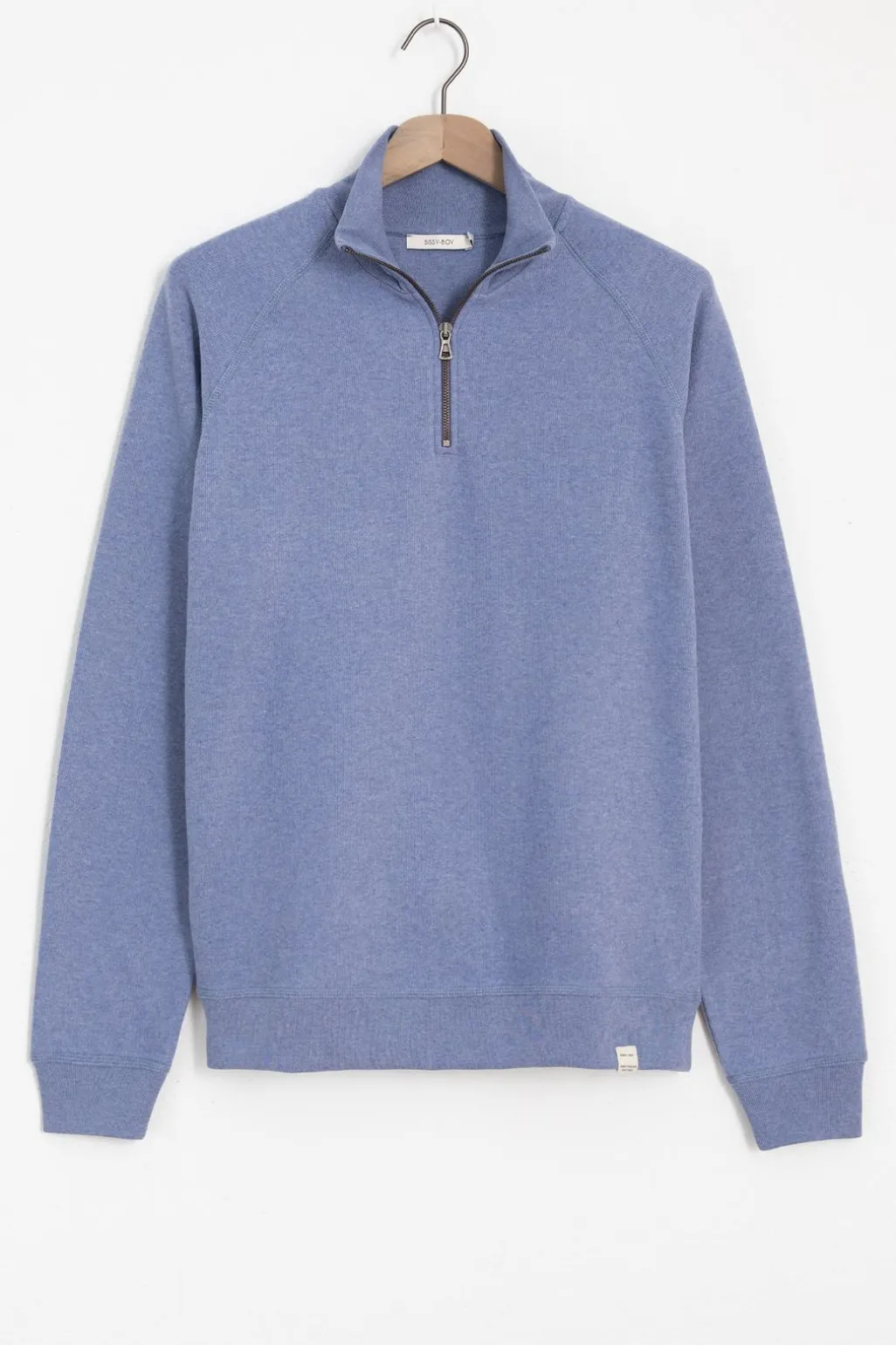 Blauwe sweater met rits
