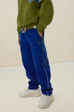 Blauwe sweatpants met strepen