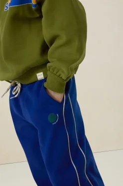 Blauwe sweatpants met strepen