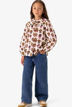 Blauwe wide leg jeans met smalle waistband