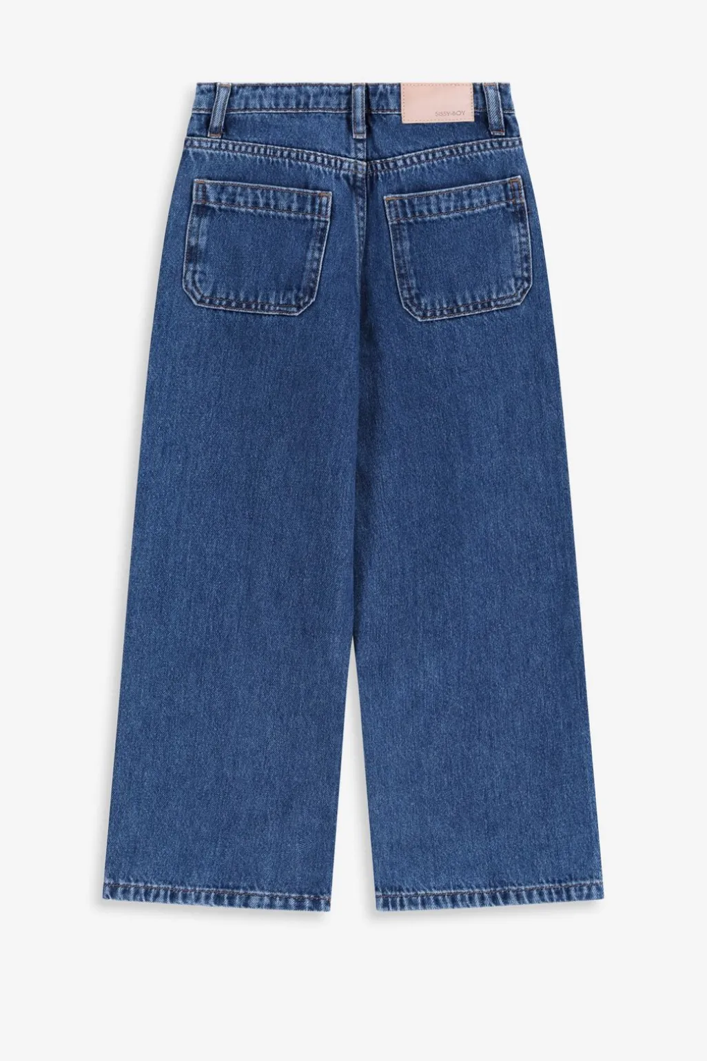 Blauwe wide leg jeans met smalle waistband