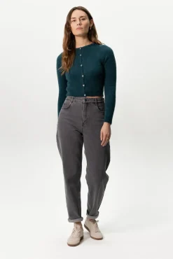 Bora donkergrijze high waist tapered jeans