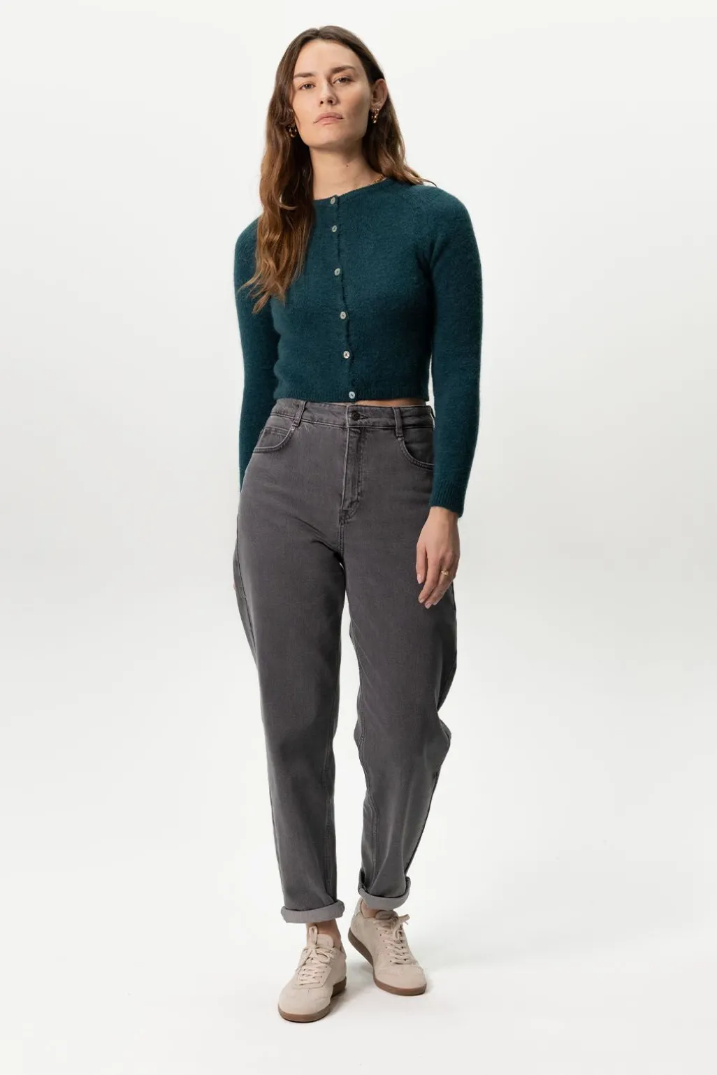Bora donkergrijze high waist tapered jeans