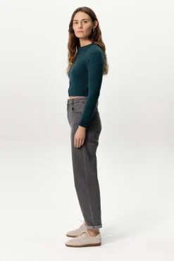 Bora donkergrijze high waist tapered jeans