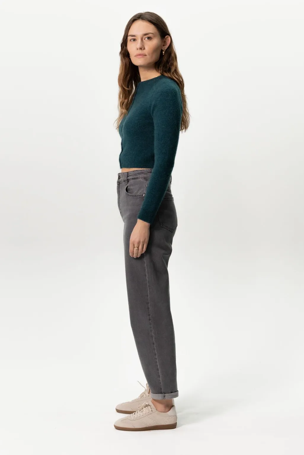 Bora donkergrijze high waist tapered jeans
