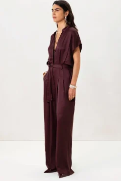 Bordeaux rode jumpsuit met open rug