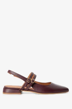 Bordeaux rode leren slingbacks met dubbele bandjes