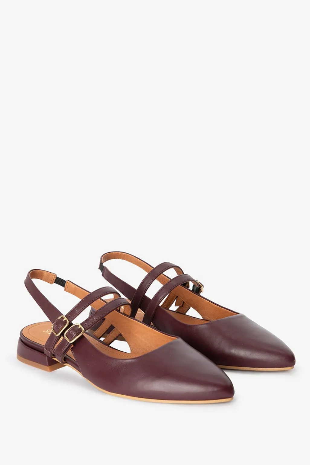 Bordeaux rode leren slingbacks met dubbele bandjes