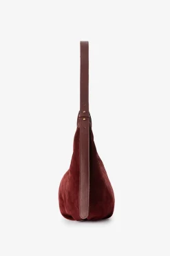 Bordeauxrode suède schoudertas