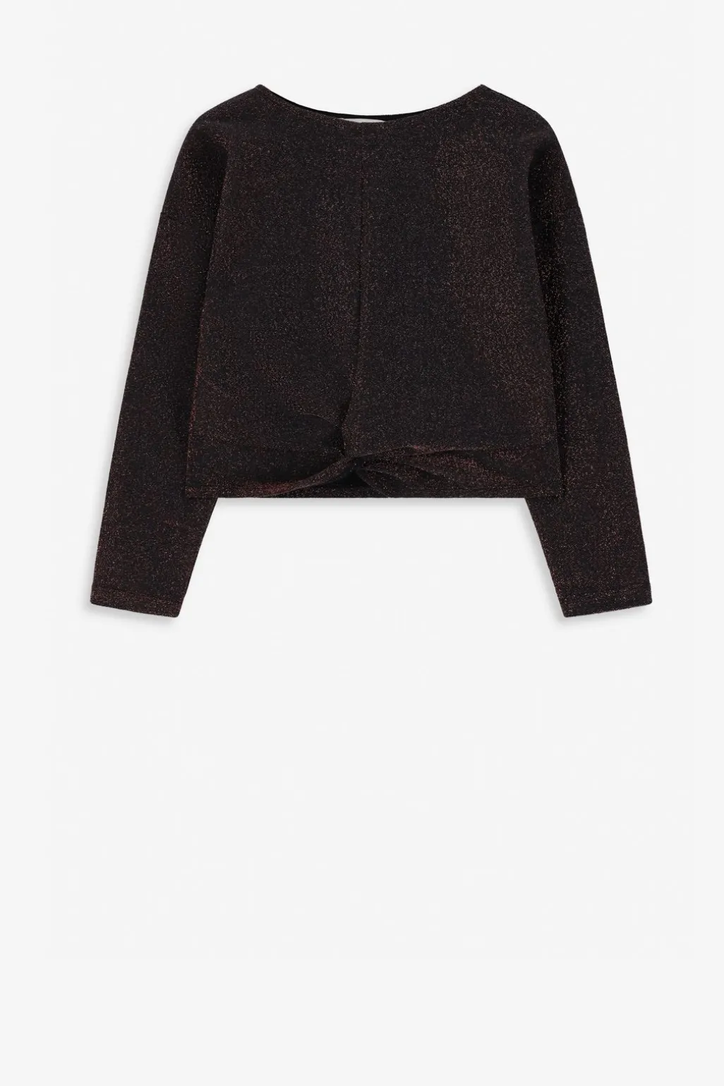 Bronskleurige longsleeve met knoopdetail