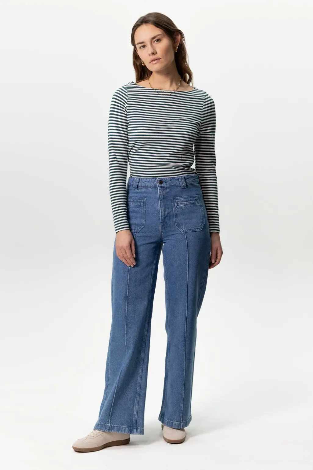 Brovary blauwe high waist wide leg jeans