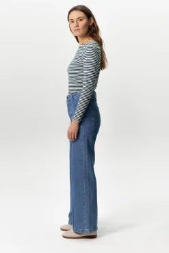 Brovary blauwe high waist wide leg jeans