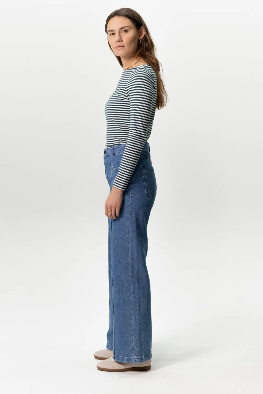 Brovary blauwe high waist wide leg jeans