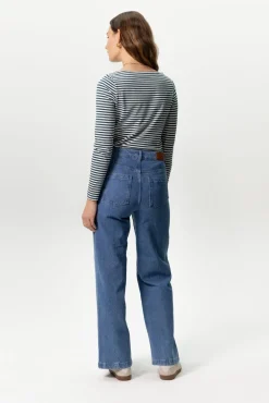 Brovary blauwe high waist wide leg jeans