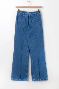Brovary blauwe high waist wide leg jeans
