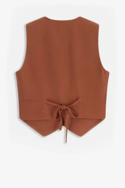 Bruin linnen gilet