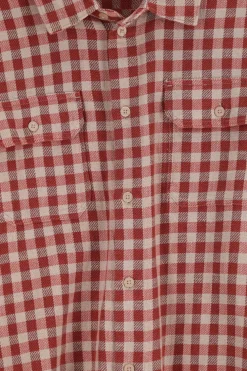 Bruin met rood geruit overhemd