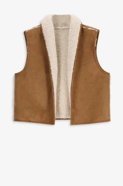 Bruin reversible teddy gilet