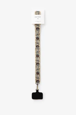 Bruin telefoonkoord met jacquard print