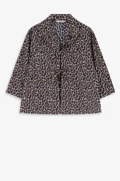 Bruine blouse met leopard print