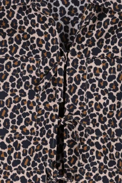 Bruine blouse met leopard print