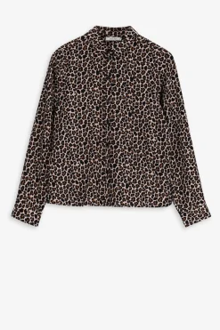 Bruine blouse met leopard print