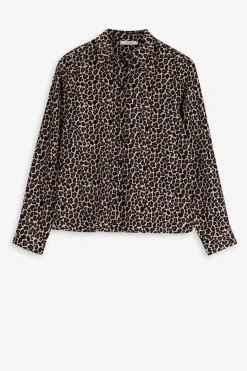 Bruine blouse met leopard print