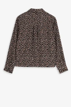 Bruine blouse met leopard print