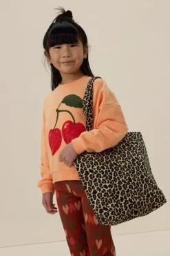 Bruine canvas shopper met leopard print