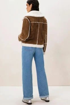 Bruine faux lammy jas