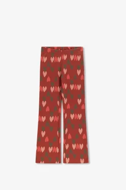 Bruine flared legging met hartjes print