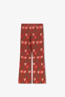 Bruine flared legging met hartjes print