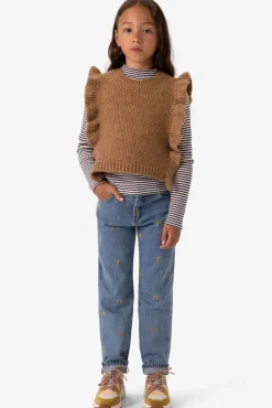 Bruine gebreide spencer met ruffles