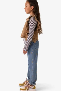 Bruine gebreide spencer met ruffles