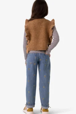 Bruine gebreide spencer met ruffles