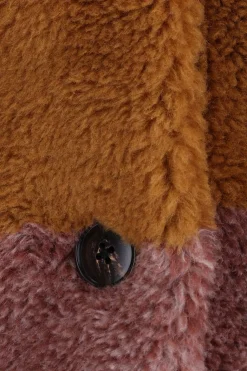 Bruine geruite faux fur jas