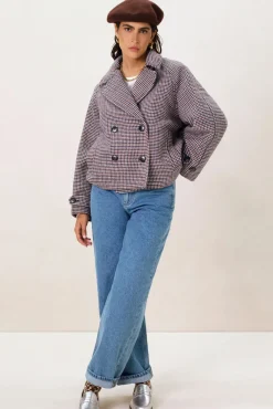 Bruine geruite trenchcoat