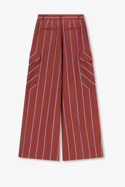 Bruine gestreepte high waist wide leg broek