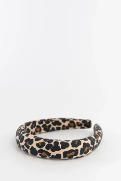 Bruine haarband met leopard print